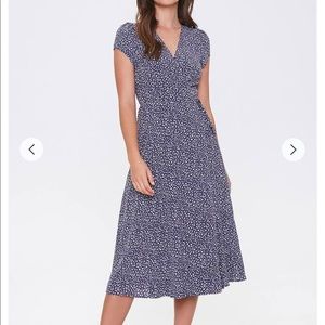 Forever 21 polka dot wrap dress in navy, size L